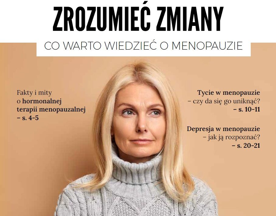 Okładka poradnika ze zdjęciem dojrzałej kobiety w golfie.